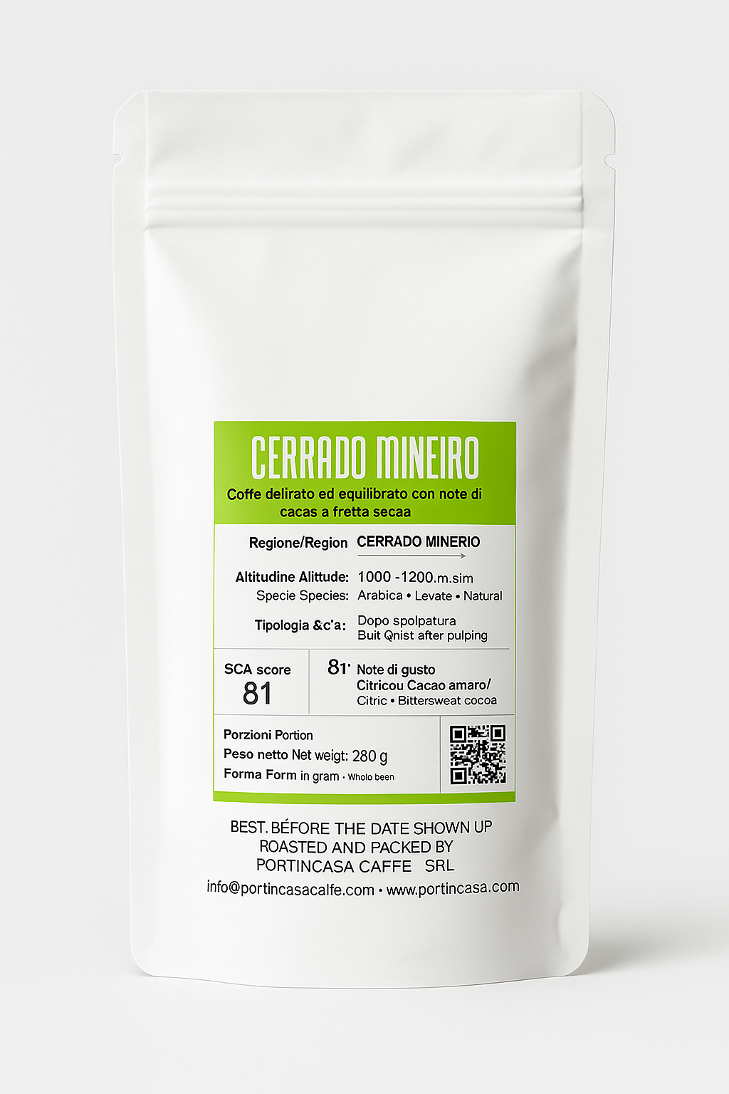 1 KG Brazil Cerrado Specialty Coffee – 81 Points SCA | Citric, Dark Cocoa & Dried Fruit - Portincasa Caffè®