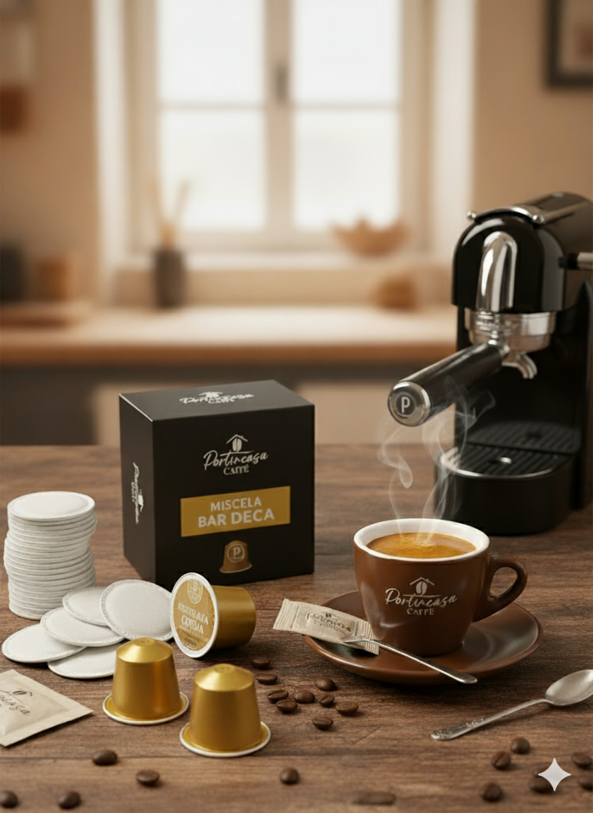 100 pcs Portincasa Caffè® Bar Decaffeinato Blend – Artisan Italian Excellence in Every Cup, in Every Format